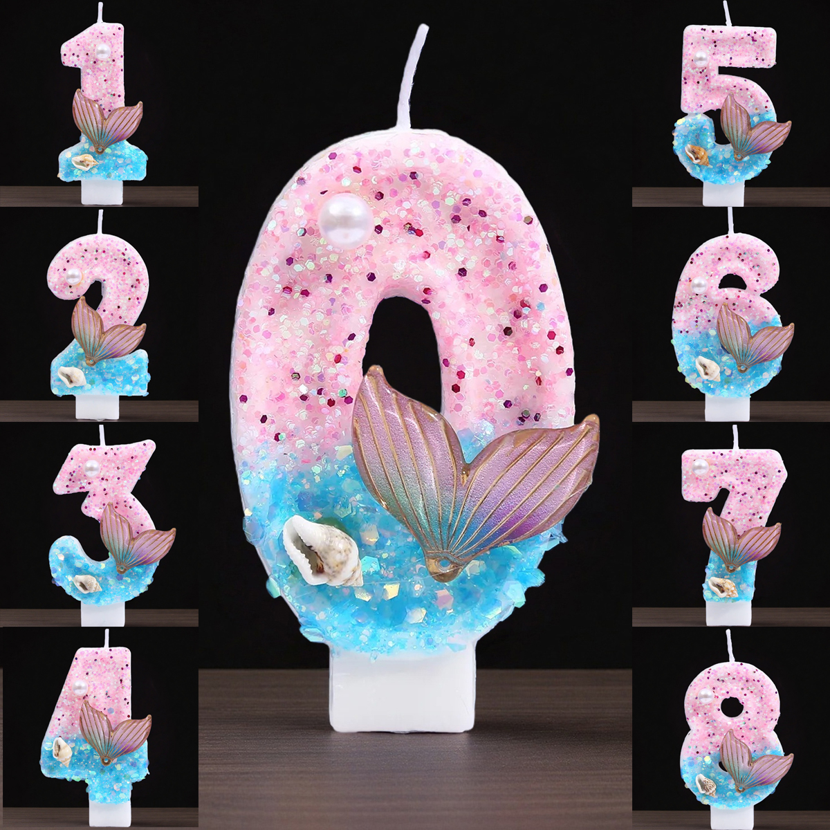 Candle For Supplies - Gradient Blue Shell Pearl Creative Digital