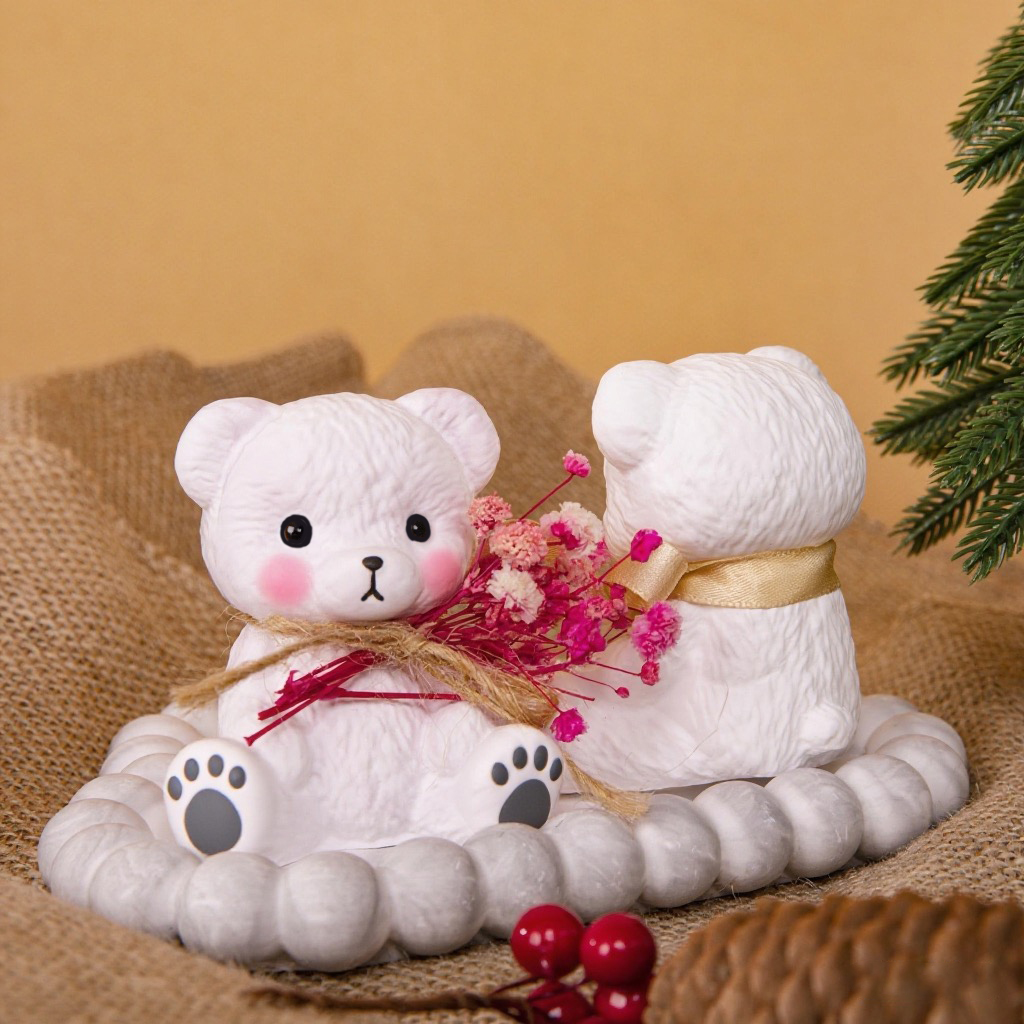 Candle For Supplies - 3PCS Couple Bear Silicone Mold Set